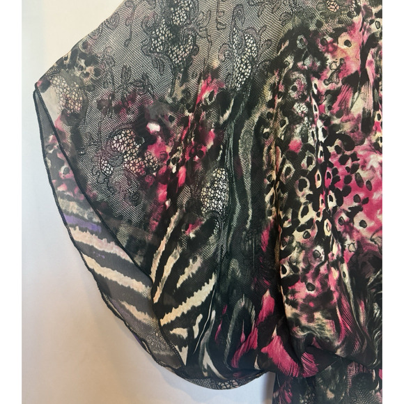 West Kei Vintage Y2K Womens Sheer Paisley Lace Flutter Blouse Size L Whimsygoth - Picture 4 of 11